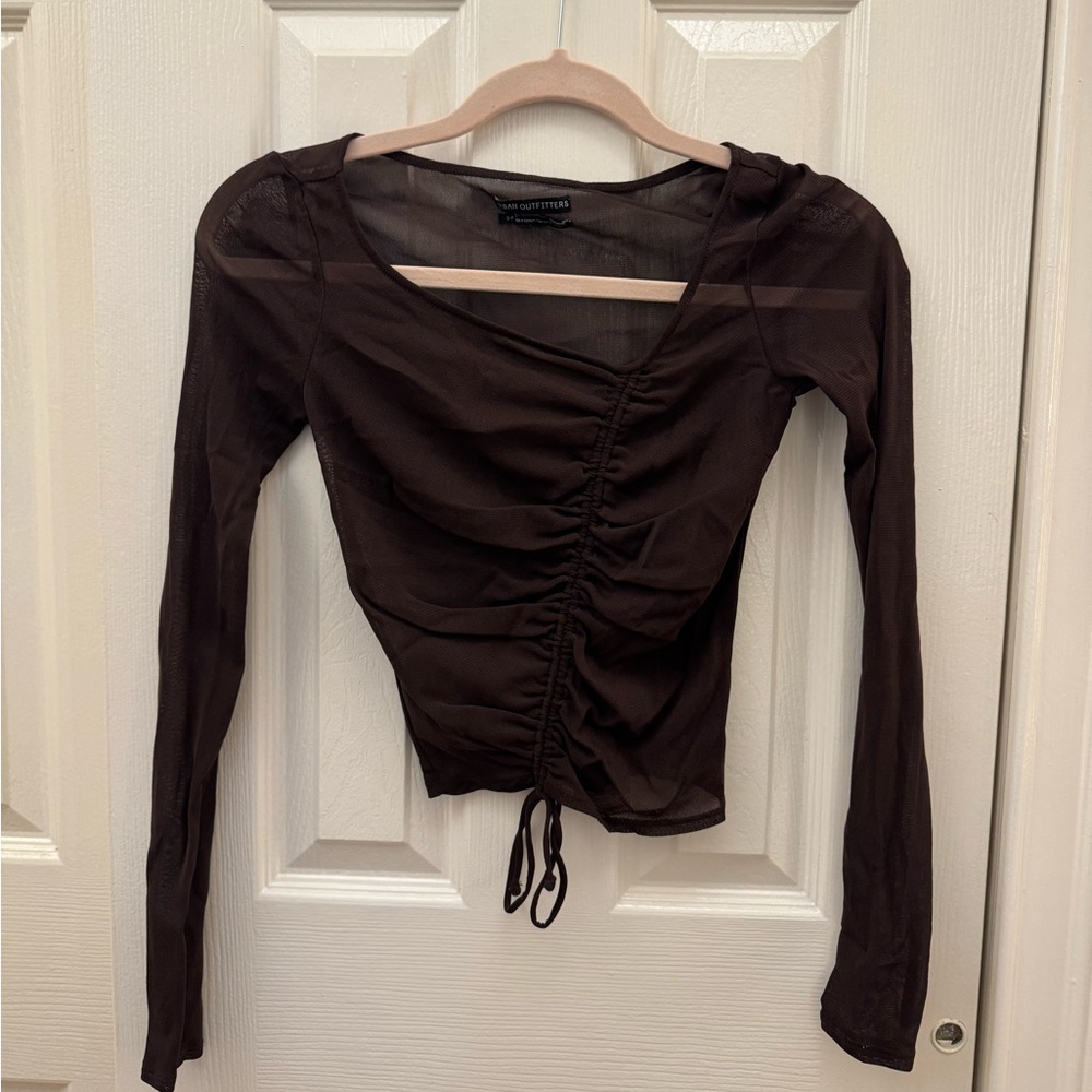 Urban Outfitters - Mesh longsleeve top (SMALL US 4/6, Brown)